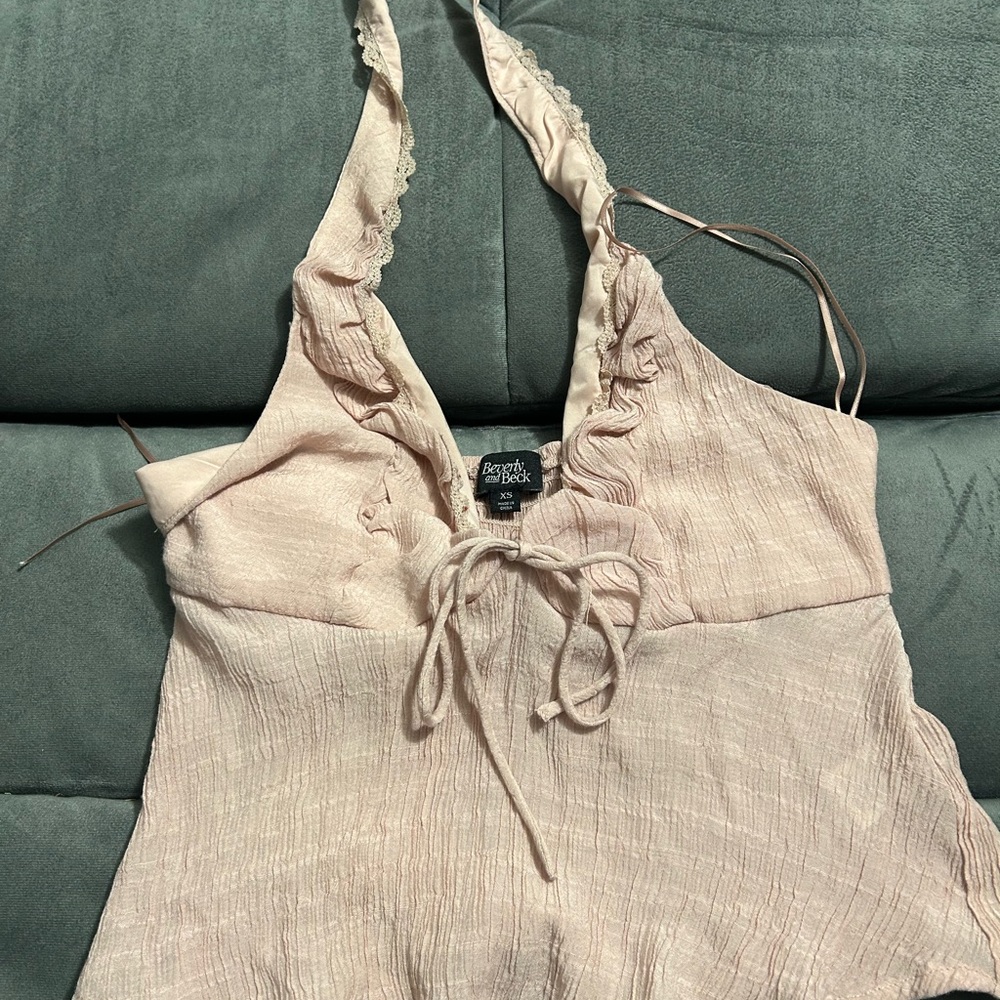 Free People Blush Camisole with Ruffle Detail